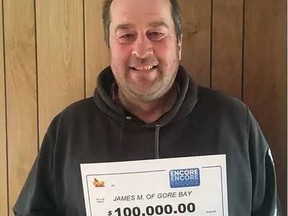 Northern Ontario farmer James Martin won $100,000 after he played Enchore in a LottoMax draw.