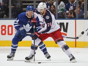 New Maple Leafs winger Nick Foligno in his days with Columbus.
