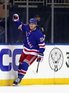 In just his second season in the NHL, New York Rangers’ Adam Fox leads all blue-liners with 47 points. GETTY IMAGES