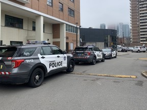Toronto Police at the scene of a police-involved shooting on Tuesday, April 13, 2021.