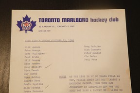 A letter from the Toronto Marlboro hockey addresses players and proper attire. JACK BOLAND/TORONTO SUN