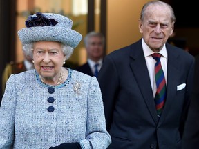 Queen Elizabeth II and Prince Philip, the Duke of Edinburgh leave the National Army Museum in London, Britain March 16, 2017.