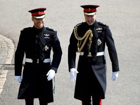 Britain's Prince Harry (left) and Prince William in better times.