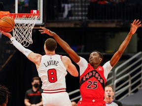 Zach LaVine (left) and Chris Boucher were two of the best players on the floor on Thursday.
