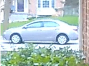 An image released of a vehicle Durham Regional Police are looking to identify after they say a boy was spoken to by a man in the area of Chatsworth Cr, and Glen Dhu Dr. in Whitby on April 17, 2021.