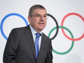 In this file photo taken on December 5, 2019 International Olympic Committee (IOC) president Thomas Bach arrives to a press conference following an executive board meeting at the IOC headquarters in Lausanne.
