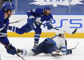 If the Maple Leafs make a deal for another forward, will head coach Sheldon Keefe bench struggling veteran Joe Thornton? USA TODAY