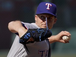Rangers pitcher Wes Benjamin throws in the sixth inning against the Royals at Kauffman Stadium in Kansas City, Mo., Sunday, April 4, 2021.