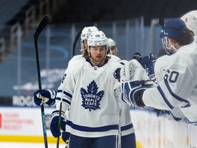 Maple Leafs winger William Nylander joined the team on its flight to Vancouver for his planned return to game action Sunday.