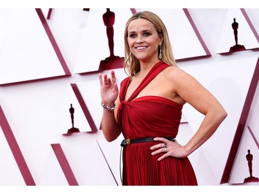 Reese Witherspoon arrives to the Oscars red carpet for the 93rd Academy Awards in Los Angeles, California, U.S., April 25, 2021. Chris Pizzello/Pool via REUTERS ORG XMIT: OSC