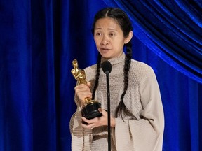 Chloe Zhao accepts the Oscar for Directing during the live ABC Telecast of The 93rd Oscars in Los Angeles, California, U.S., April 25, 2021.