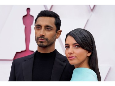 Riz Ahmed and Fatima Farheen Mirza arrive to the Oscars red carpet for the 93rd Academy Awards in Los Angeles, California, U.S., April 25, 2021. Chris Pizzello/Pool via REUTERS ORG XMIT: OSC
