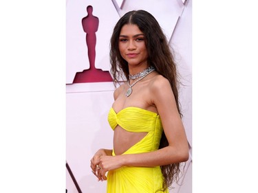 Zendaya arrives to the Oscars red carpet for the 93rd Academy Awards in Los Angeles, California, U.S., April 25, 2021. Chris Pizzello/Pool via REUTERS ORG XMIT: OSC