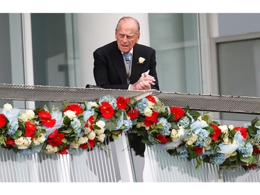 Prince Philip, the Duke of Edinburgh, attends the Epsom Derby in Epsom, south of London, June 1, 2013.