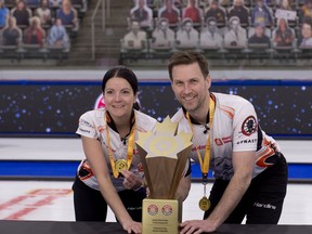 Kerri Einarson of Gimli Man., and Brad Gushue, of St.John's Nfld., defeat Kadriana Sahaidak and Colton Lott to capture the Home Hardware Canadian Mixed Doubles Curling Championship.