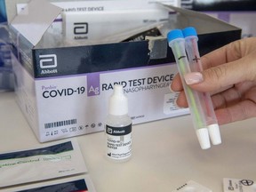 Covid-19 rapid test sevice kits at Humber River Hospital in Toronto on Nov. 24.