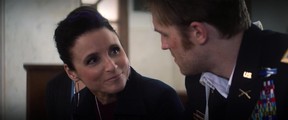 Julia Louis-Dreyfus and Wyatt Russell in a scene from Falcon and the Winter Soldier.