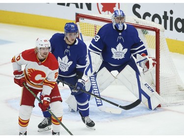 Toronto Maple Leafs David Rittich G (33) in the pipes for his first game during the first period in Toronto on Tuesday April 13, 2021. Jack Boland/Toronto Sun/Postmedia Network