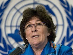 United Nations High Commissioner for Human Rights Louise Arbour speaks during a press conference in Mexico City, on February 8, 2008.