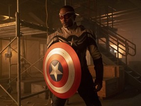 Captain America (Anthony Mackie) in a scene from The Falcon and the Winter Soldier.
