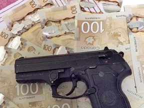A Beretta used in a shooting that wounded Toronto rapper Brandon Ricketts, who goes by the stage name "Arez," and his friend Nima Robati on Jan. 6, 2019.