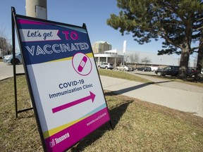 COVID-19 vaccination clinic at Malvern Community Recreation Centre in the Scarborough area of Toronto, Ont. on Monday March 29, 2021.