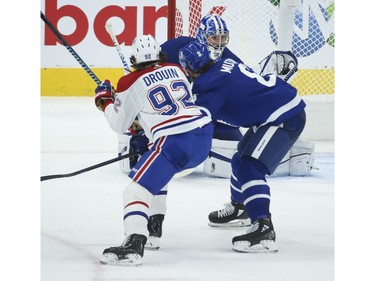 Toronto Maple Leafs Jack Campbell G (36) makes a glove hand save during the second period in Toronto on Wednesday April 7, 2021. Jack Boland/Toronto Sun/Postmedia Network