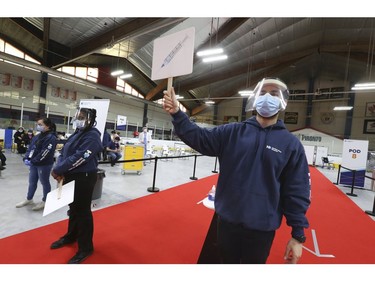As many as 1,500 people were vaccinated with Pfizer-BioNTech COVID-19 vaccine on Wednesday at the Humber River Hospital Vaccination Clinic held at Downsview Arena on Wednesday April 21, 2021. Jack Boland/Toronto Sun/Postmedia Network