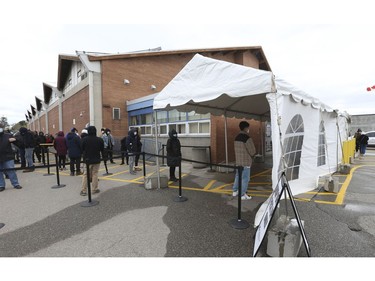 As many as 1,500 people were vaccinated with Pfizer-BioNTech COVID-19 vaccine on Wednesday at the Humber River Hospital Vaccination Clinic held at Downsview Arena on Wednesday April 21, 2021. Jack Boland/Toronto Sun/Postmedia Network