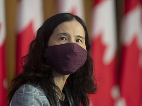 Chief Public Health Officer Theresa Tam looks on at the start of a technical briefing on the COVID pandemic in Canada, Friday, January 15, 2021 in Ottawa.