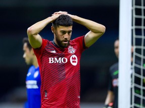 Jonathan Osorio of Toronto FC reacts during their CONCACAF Champions League quarterfinal football match against Cruz Azul on Tuesday.