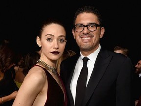 Emmy Rossum (L) and Sam Esmail attend the 24th annual Critics' Choice Awards at Barker Hangar on January 13, 2019 in Santa Monica, California.