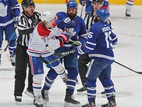 Zach Bogosian, jostling with Habs’ Tyler Toffoli after a whistle in Game 5, says the Leafs are viewing tonight’s tilt as if it were Game 7.