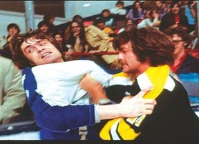 Billy Duke unwisely takes on Derek Sanderson.