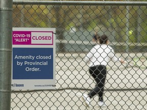 Despite being closed by a provincial rrder, the tennis courts at Ramsden Park - near Yonge St. and Belmont St. - were being used  on May 2, 2021.