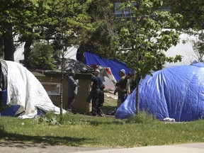 The tent city at Lamport Stadium's tent city is pictured on May 24, 2021.