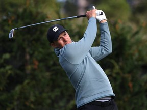 Feb 13, 2021; Pebble Beach, California, USA; Jordan Spieth plays his shot from the 16th tee during the third round of the AT&T Pebble Beach Pro-Am golf tournament at Pebble Beach Golf Links. Mandatory Credit: Orlando Ramirez-USA TODAY Sports ORG XMIT: IMAGN-442183