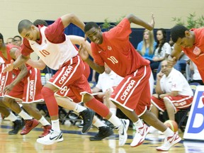 Trey Lyles (left) and Andrew Wiggins (centre) playing with the junior Canadian national team in 2012.