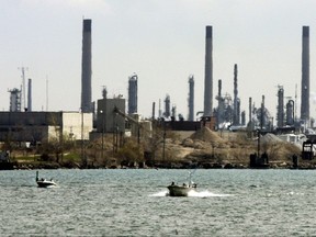 Sarnia's so-called Chemical Valley is shown along the St. Clair River in this file photo. (Derek Ruttan/The London Free Press)