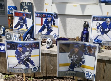 Sara Adamson, owner of her home on Merton St. displays her home decorated to support the Toronto Maple Leafs in their upcoming playoff series on Wednesday May 19, 2021. Veronica Henri/Toronto Sun/Postmedia Network