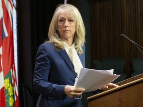 Merrilee Fullerton, Ontario's minister of long-term care, attends a media availability at the Queen's Park in Toronto on Monday, May 3, 2021.