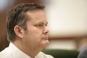 This Aug. February 4, 2020 file photo of Chad Daybell listening during a pre-hearing in St. Louis. Anthony, Idaho.