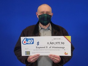 Raymond Rooke, 59, of Mississauga, scored $11.4 million in a Lotto 6/49 draw.