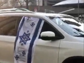 Mayor John Tory and Premier Doug Ford have spoken out after swastikas were displayed at a pro-Palestinian rally at Nathan Phillips Square on Saturday.