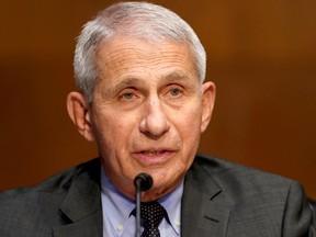 Dr. Anthony Fauci, director of the National Institute of Allergy and Infectious Diseases, gives an opening statement during a Senate Health, Education, Labor and Pensions Committee hearing to discuss the on-going federal response to COVID-19, at the U.S. Capitol in Washington, D.C., May 11, 2021.