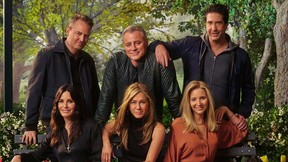 Clockwise from top left: Matthew Perry, Matt LeBlanc, David Schwimmer, Lisa Kudrow, Jennifer Aniston, and Courteney Cox return to Friends’ original soundstage, Stage 24, on the Warner Bros. Studio lot in Burbank for an unscripted celebration of the iconic NBC series.