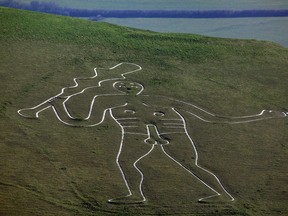The Cerne Abbas Giant is seen on March 26, 2012 in Dorset, England.