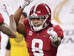 Alabama wide receiver John Metchie III won the Cornish Trophy as the most outstanding Canadian player in NCAA football last year.