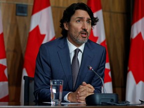 Prime Minister Justin Trudeau attends a news conference in Ottawa, May 18, 2021.