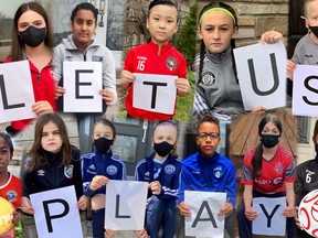 Ontario Soccer plans to send this composite image as part of a letter to Premier Doug Ford on Wednesday, urging the province to allow outdoor organized soccer again.